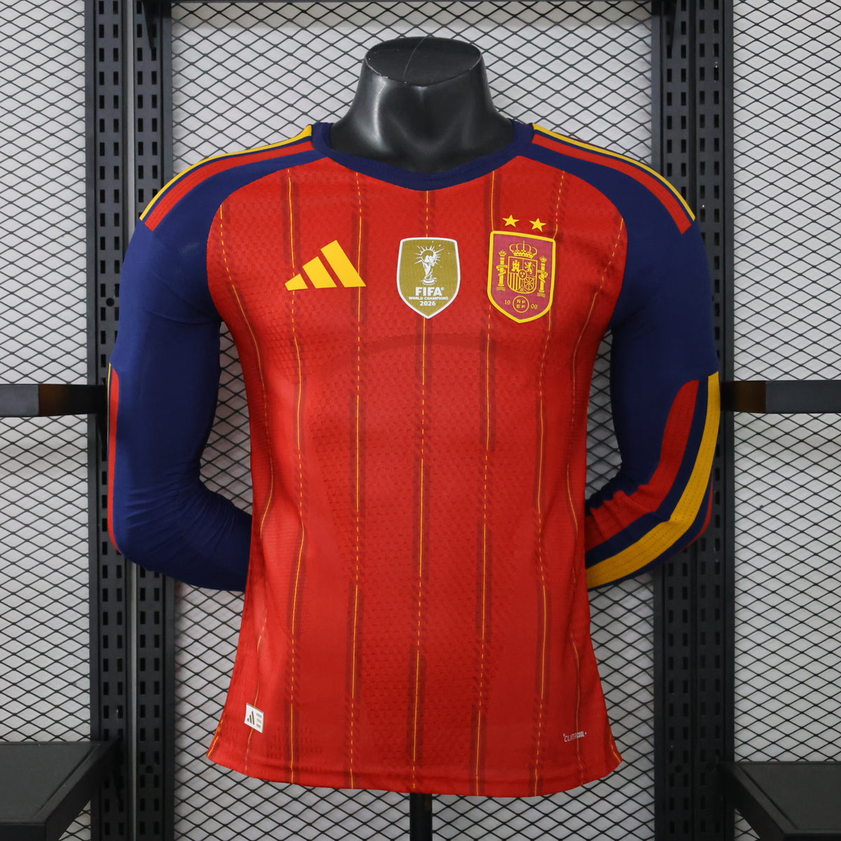 Selección Española de Fútbol – Primera equipación / Local de manga larga con parche de Campeones del Mundo (Temporada 2024/2025) 🇪🇸⭐⚽